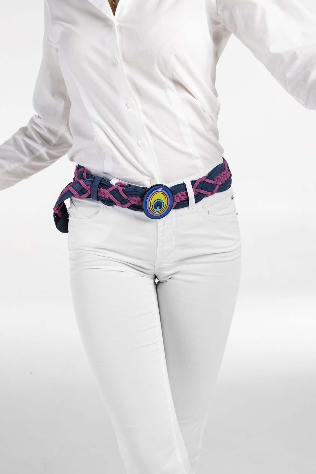 BELT ENEMAL AND SUEDE CHOCALT CHERRY