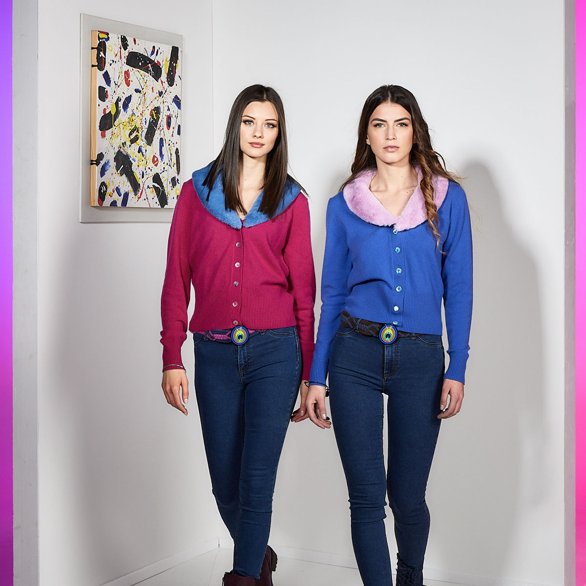 cardigan marylin cherry and cornflower
